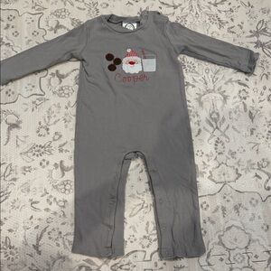 Cooper Gray Baby One-Piece Romper - Personalized Embroidered Front